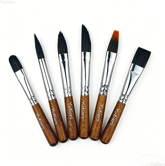 Yutiars 6-teiliges Kunstmalerei-Pinselset für Aquarell und Gouache in Braun - Bild 1
