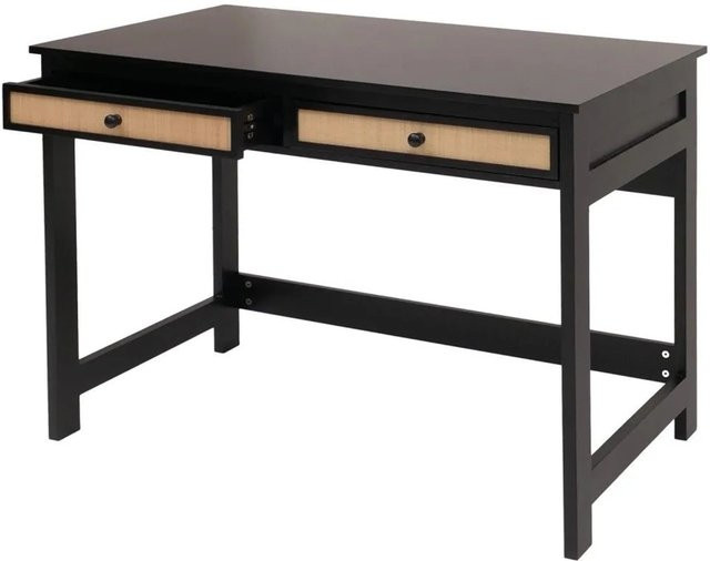 Schreibtisch MCW O36 in Schwarz mit Schublade, moderner Bürotisch aus Holz, B/T/H: 110 x 78 x 60 cm - Bild 2