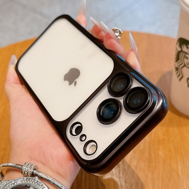 Markt-5 Handyhülle für iPhone 17 Pro Max, iPhone 17 Pro und iPhone 17 Air mit matttransparentem Design, Galvanik-Rahmen und Linsenfolien-Schutz in Schwarz - Bild 1