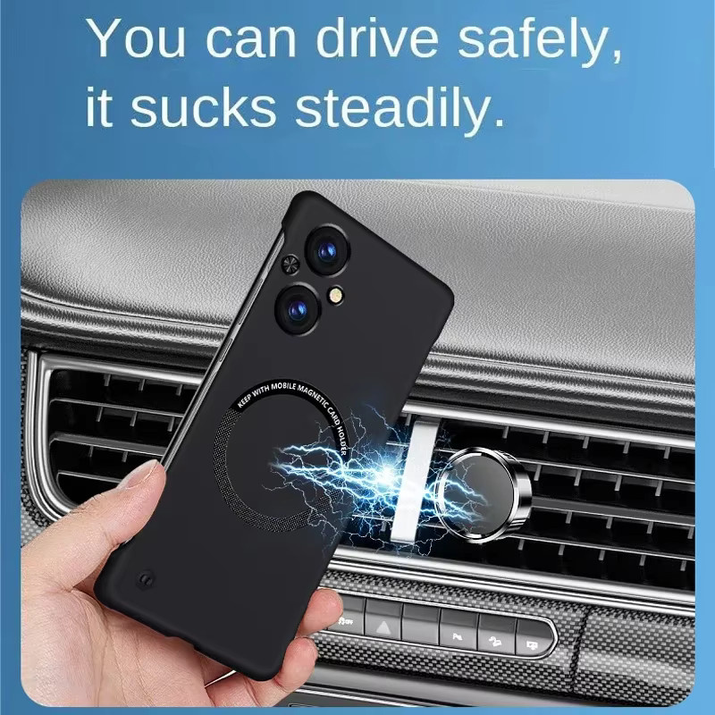Magnetische matte Schutzhülle für OPPO Reno 13 12 11 10 9 Pro A3 A2 Pro, stoßfeste rahmenlose Hülle mit MagSafe Wireless Charging Unterstützung in Orange - Bild 3