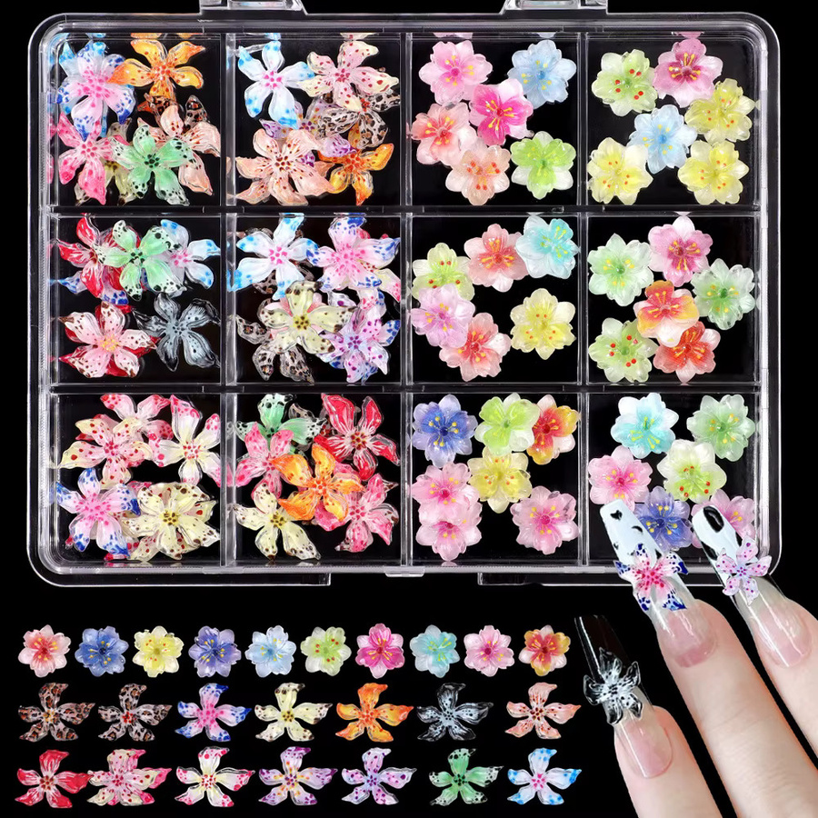 HotPress Nail Art Charms Sakura & Lily Blüten, Glänzend - Bild 2