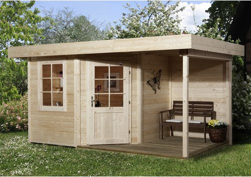 WEKA Gartenhaus Flachdach aus Holz in Beige mit modernem Design B/T: 455 x 339 cm - Bild 3