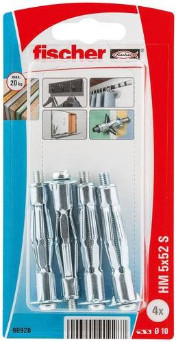 Fischer HM 5 x 52 S K NV Hohlraum-Metalldübel aus Stahl in Silber, 4 Stück - Bild 1