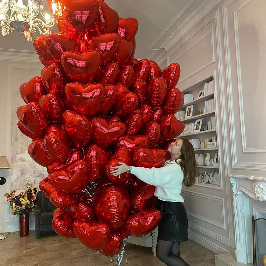 50 Stück rote Herz-Luftballons in Herzform für Geburtstag, Hochzeit, Weihnachten und Party-Dekoration - Bild 5