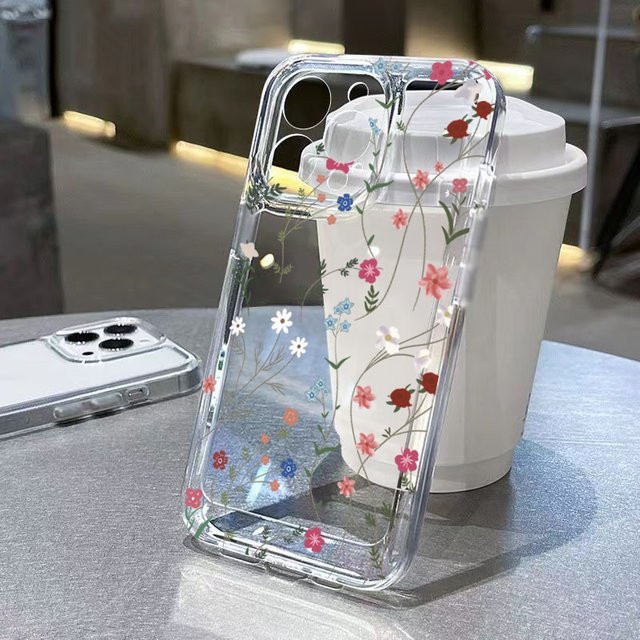 Transparente Silikon-Schutzhülle mit Blumenmuster für Xiaomi Redmi Note 15 14 13 12 Pro Plus 5G 12S 11 10S 13C Stoßfeste Weiche Handyhülle - Bild 1