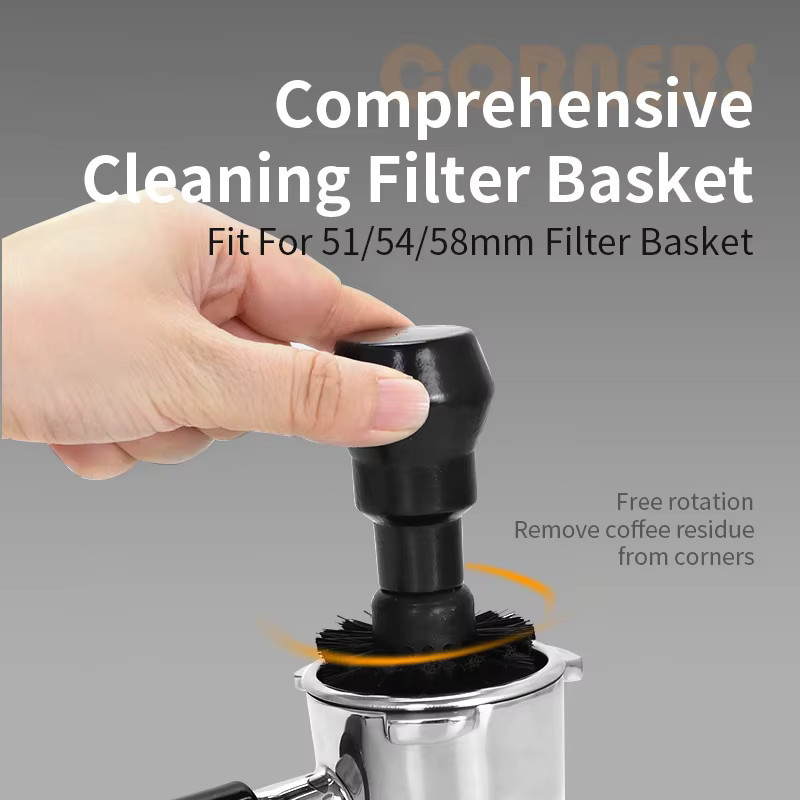 Reinigungsbürste für Kaffee-Filterkörbe und Siebträger in Schwarz, passend für Delonghi und Breville Barista Espresso Maschinen, Durchmesser: 51mm, 54mm oder 58mm - Bild 3
