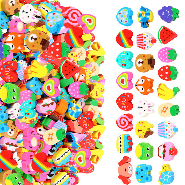 XJM Mini-Radiergummis mit Cartoon-Motiv in Multicolour für Schule und Büro - Bild 1