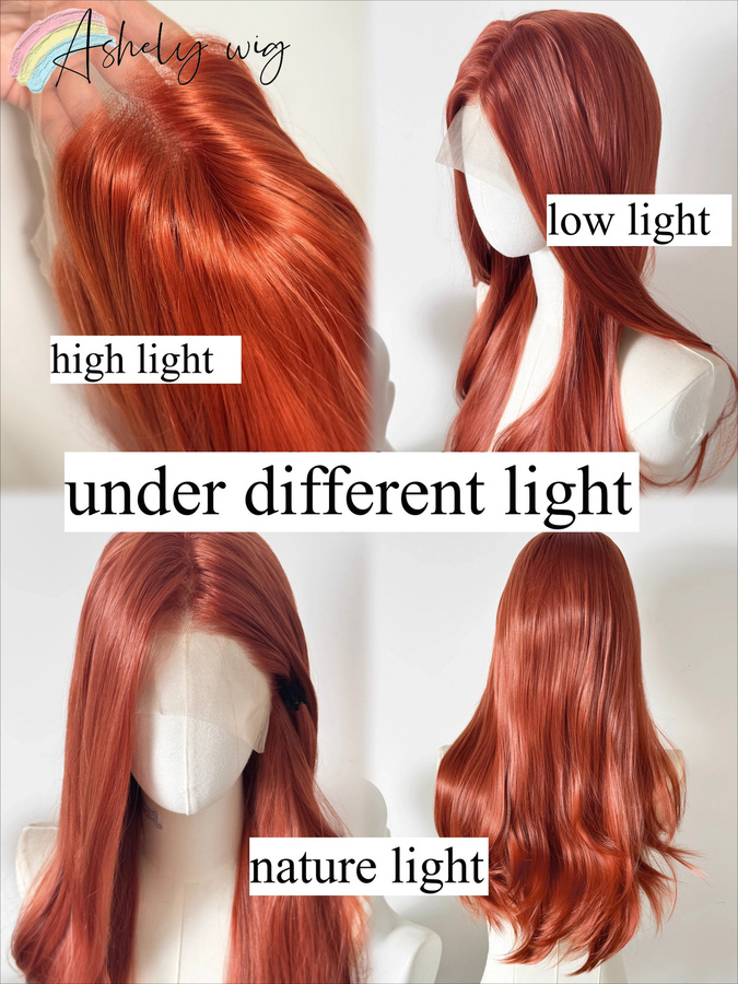 Ashely wigs Lace-Front-Perücke, rot-orange, gewellt, 66 cm, Damen - Bild 5