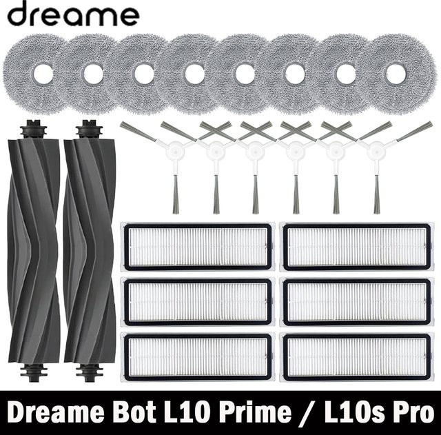 Dreame Bot L10 Prime L10s Pro L10 Pro Ersatzteil-Set mit Hauptbürste Seitenbürste Hepa-Filter und Wischmopp in Orange - Bild 1