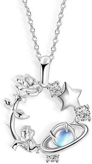 Halskette Kleiner Prinz Rose, 925 Silber, Zirkonia, Damen - Bild 1
