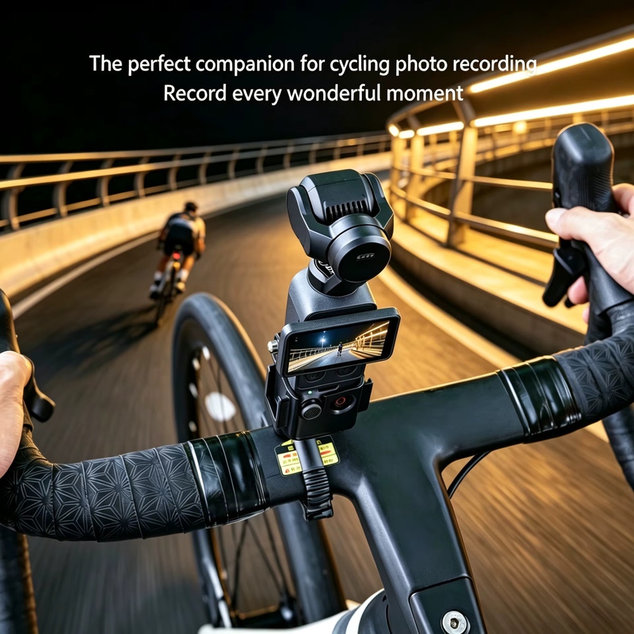 DJI Action Kamerahalterung mit Nylon-Lenkergurt und Aluminium-Magnetfuß für Fahrrad und Motorrad, 360 Grad Drehung, Schwarz - Bild 2