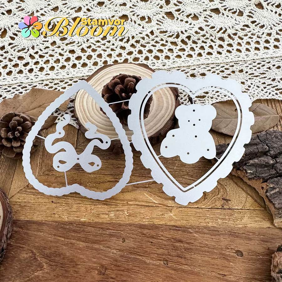 Metall Stanzform mit Schleifen und Spitzen-Motiv in Silber für Scrapbooking und Prägung - Bild 5