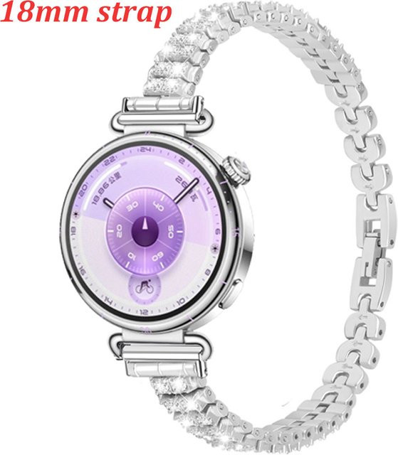 Uhrenarmband Edelstahl, Silber, Diamant, Unisex, 18 mm - Bild 1