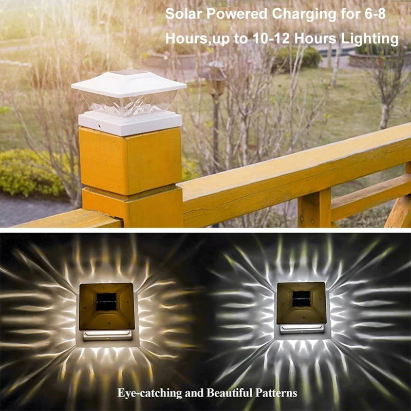 LIUXING Solar Pfostenleuchte LED Außenlampe für Garten und Terrasse, Wasserdicht IP65, Weiß - Bild 6