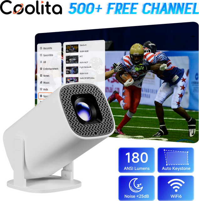 HONGTOP P30PLUS Smart Mini Projektor mit Coolita OS, 4K Unterstützung, 1280 x 720P HD Auflösung, WiFi6 und 500+ Live Free Channels, Weiß - Bild 1
