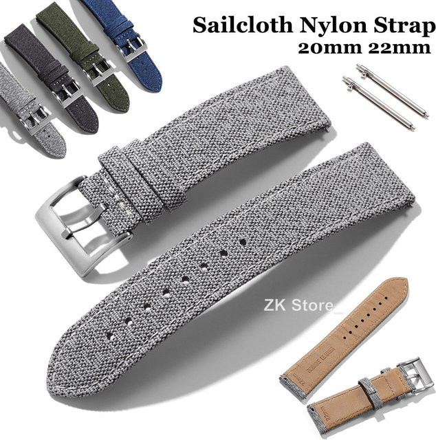 Uhrenarmband Segeltuch, 20 mm, 22 mm, Nylonband, Silber, Unisex - Bild 1