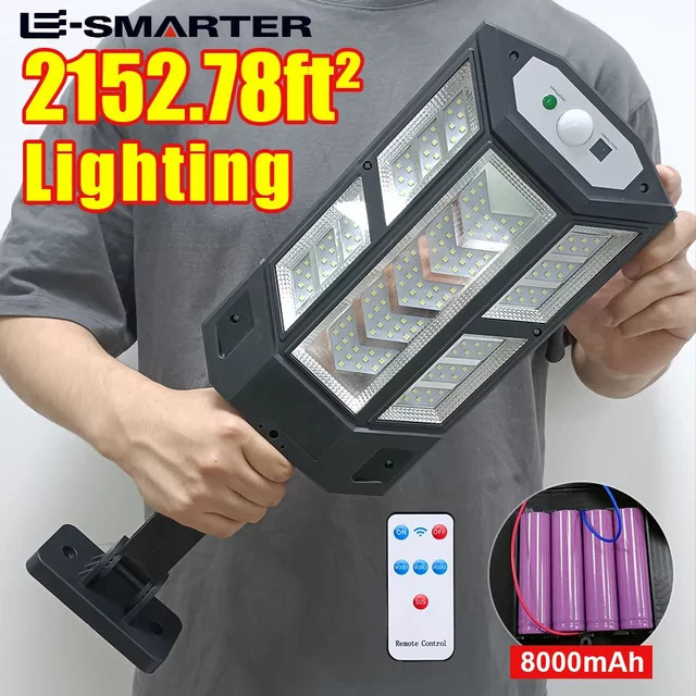ESMARTER Solar-Straßenlaterne mit Bewegungsmelder und 3 Modi, wasserdichte Solarlampe für Garten und Außenbereich, Weiß - Bild 1