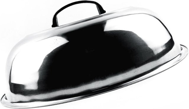 Multifunktionaler Topfdeckel aus Edelstahl von KaiSai, rund, Farbe: Schwarz/Silber, Durchmesser: 40 cm - Bild 1