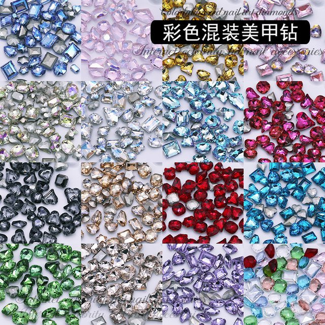 Zhou Nailart Herz-Nagelsteine, 50 Stück, Glänzend - Bild 1