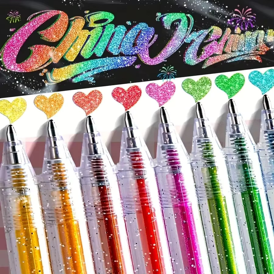 48-teiliges Glitzer-Gelstift-Set in Multicolour mit mittlerer Spitze und Tinte auf Wasserbasis - Bild 3