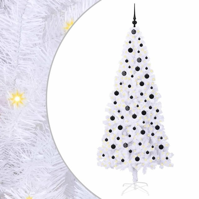 vidaXL Künstlicher Weihnachtsbaum mit LED in Weiß, Höhe: 210 cm, aus PVC und Metall - Bild 1