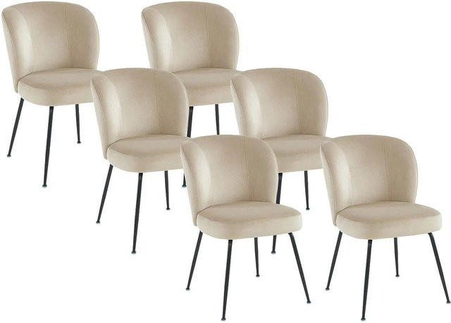 Polpona Stuhl von Pascal Morabito in Beige aus Samt und Metall, Breite: 52 cm - Bild 1