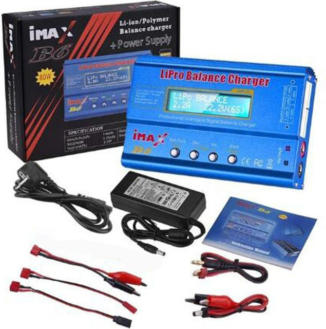 IMAX B6 B6AC 80W Digitales Akkuladegerät und Entladegerät für Lipo NiMh Li-Ion Ni-Cd inklusive 12V 5A Adapter in Blau - Bild 1