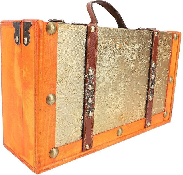 Vintage Holzkoffer mfySpace als dekorative Aufbewahrungstruhe mit floralem Design, B/H/T: 34,19 x 20,0 x 11,0 cm - Bild 1