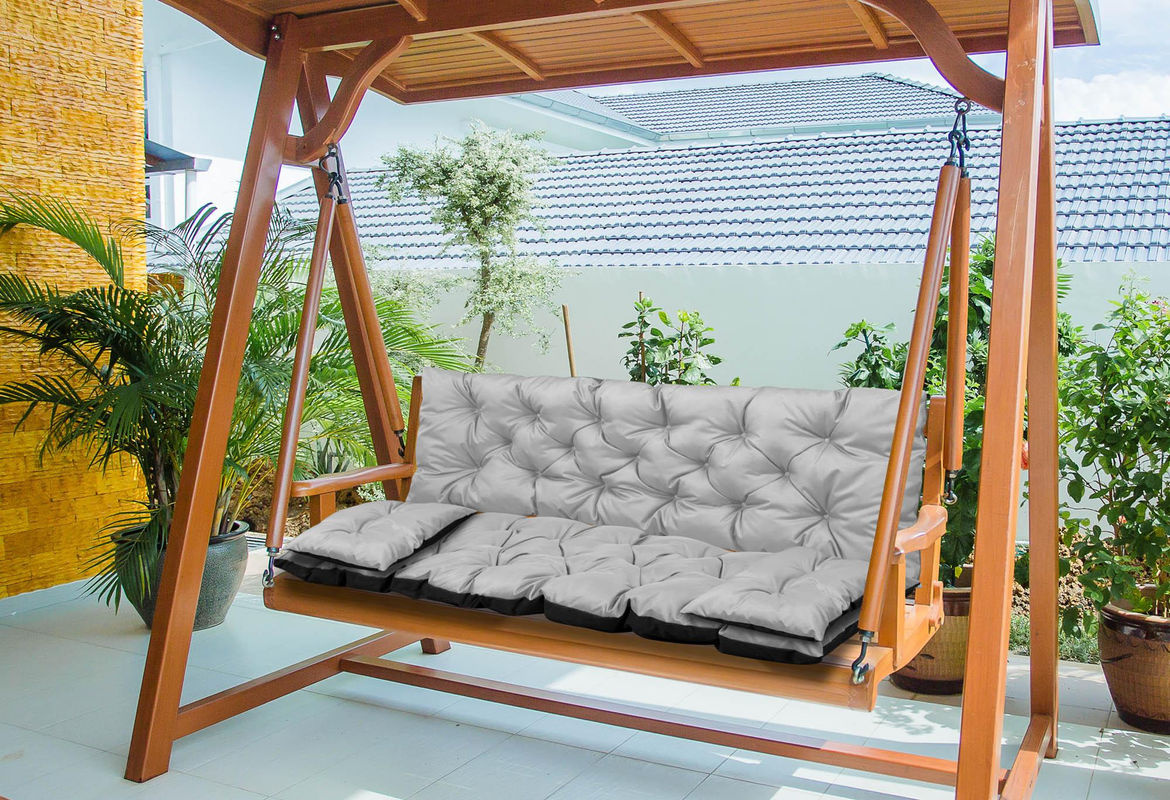 Wasserdichtes Gartenkissen Set von AIOFACTORY OGROD in Schwarz mit Bindeschnüren und kleinen Kissen, B/T/H: 150 x 60 x 50 cm - Bild 5