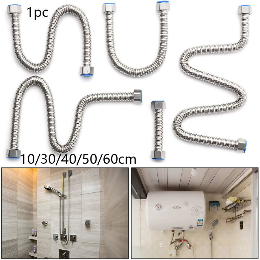 Edelstahl Wellversorgungsschlauch G1/2 Zoll für Warmwasserbereiter Anschluss in Silber - Bild 2