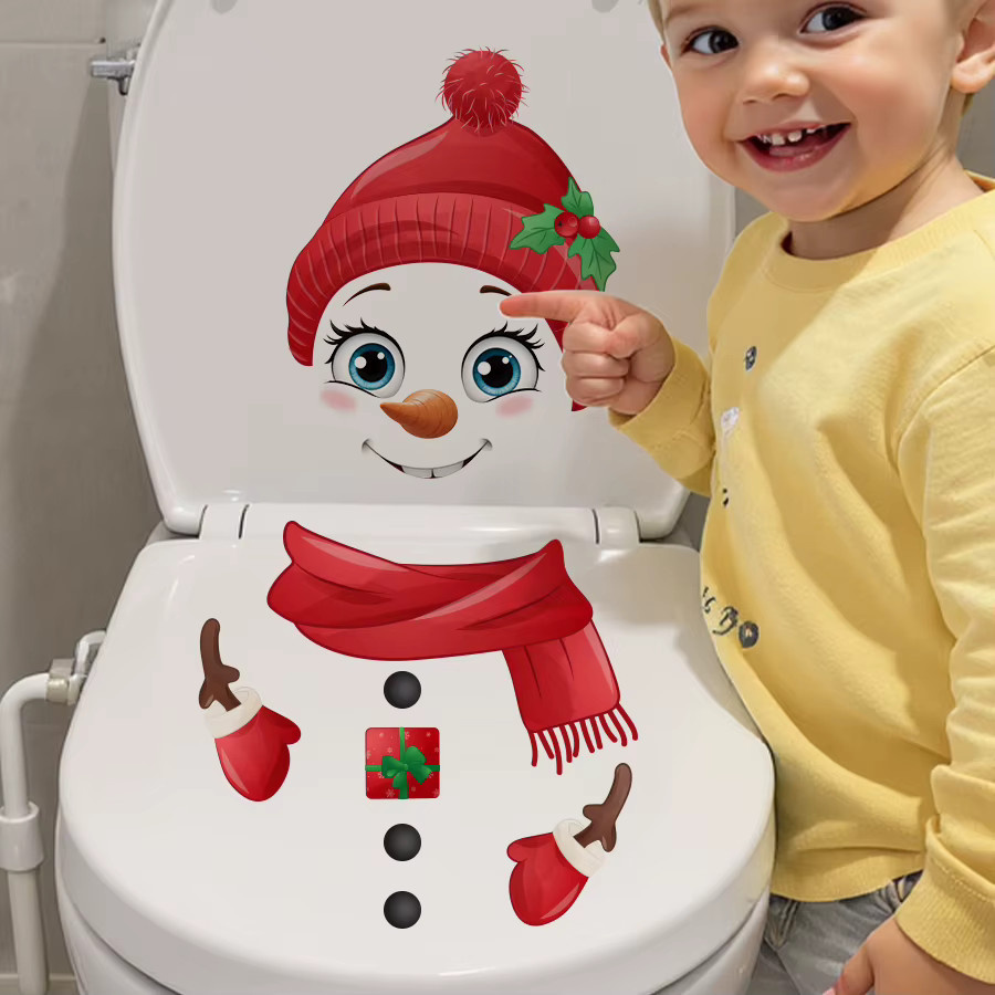 BRUP Schneemann Weihnachts Aufkleber aus PVC, abnehmbare Dekoration für Badezimmer, Wohnzimmer und Schlafzimmer, Mehrfarbig - Bild 4