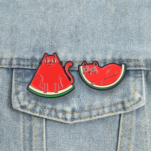Miss Zoe Anstecknadel Wassermelonen-Katze, Emaille, Bunt, Unisex - Bild 1