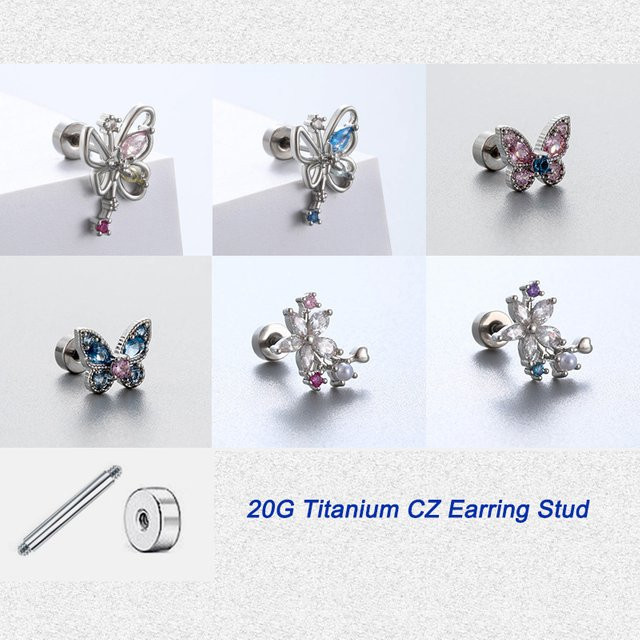 mling Ohrstecker Schmetterling, Titan, Silber, Zirkonia, Damen, Mädchen - Bild 1