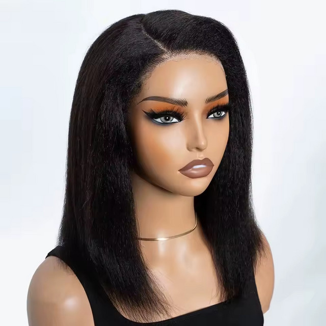 Debut Bob-Seitenteil-Echthaar-Spitzenperücke, schwarz, 35,6 cm - Bild 1