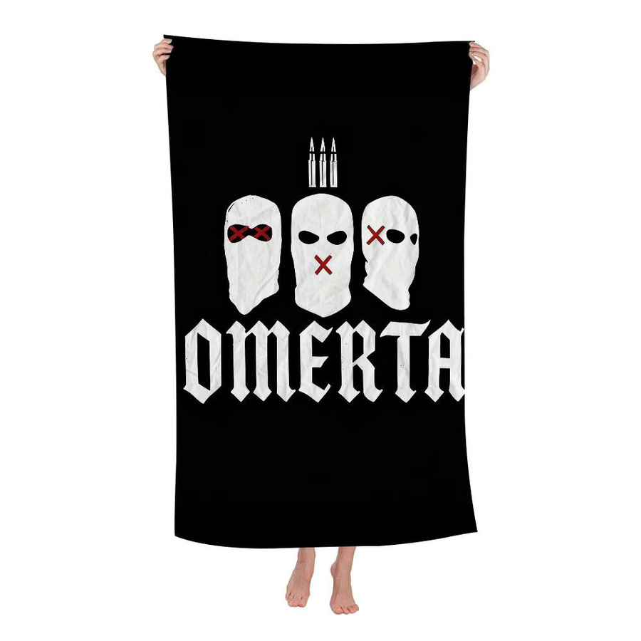 Omerta Maes Strandtuch Maes 47-Logo in Schwarz, saugfähiges Mikrofaser-Strandtuch für Sport und Strand - Bild 7