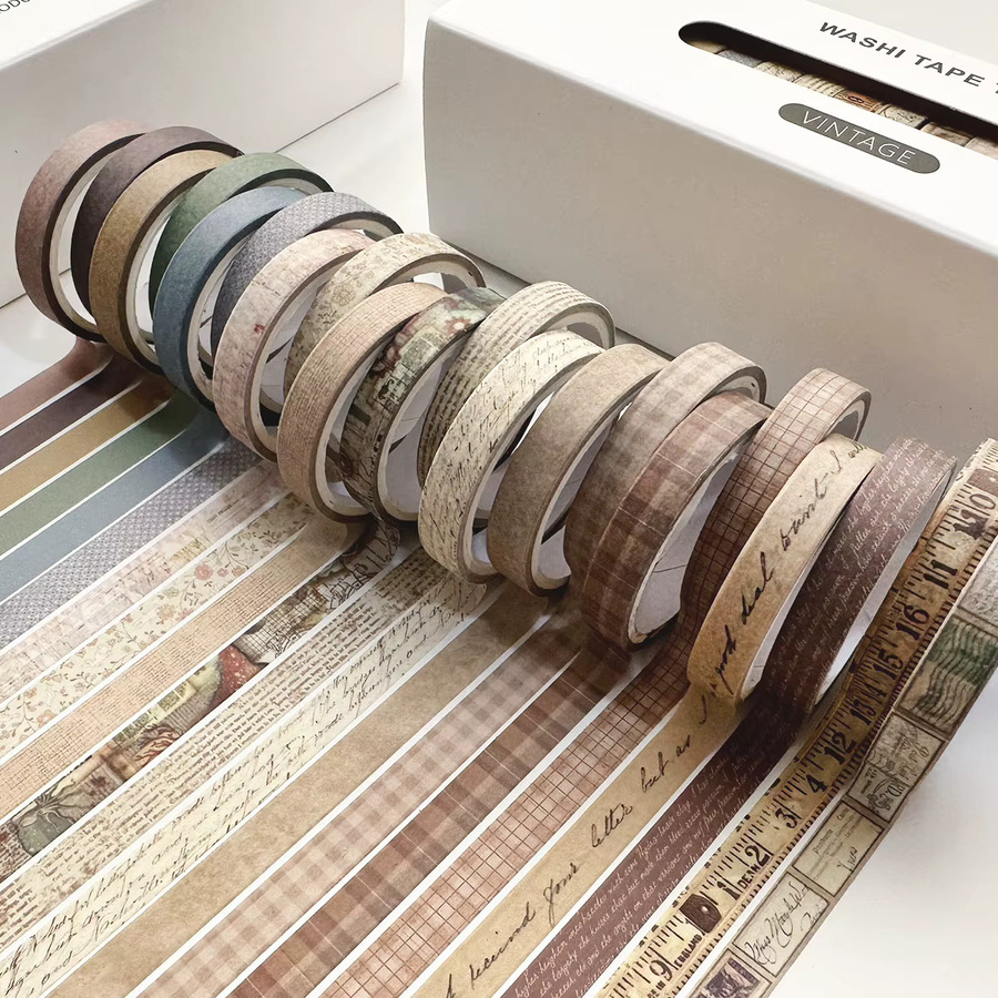 20 Rollen Washi Tape Set im Vintage Design mit Waldpflanzen und Obst Motiven in Multicolour für DIY Bastelarbeiten - Bild 1