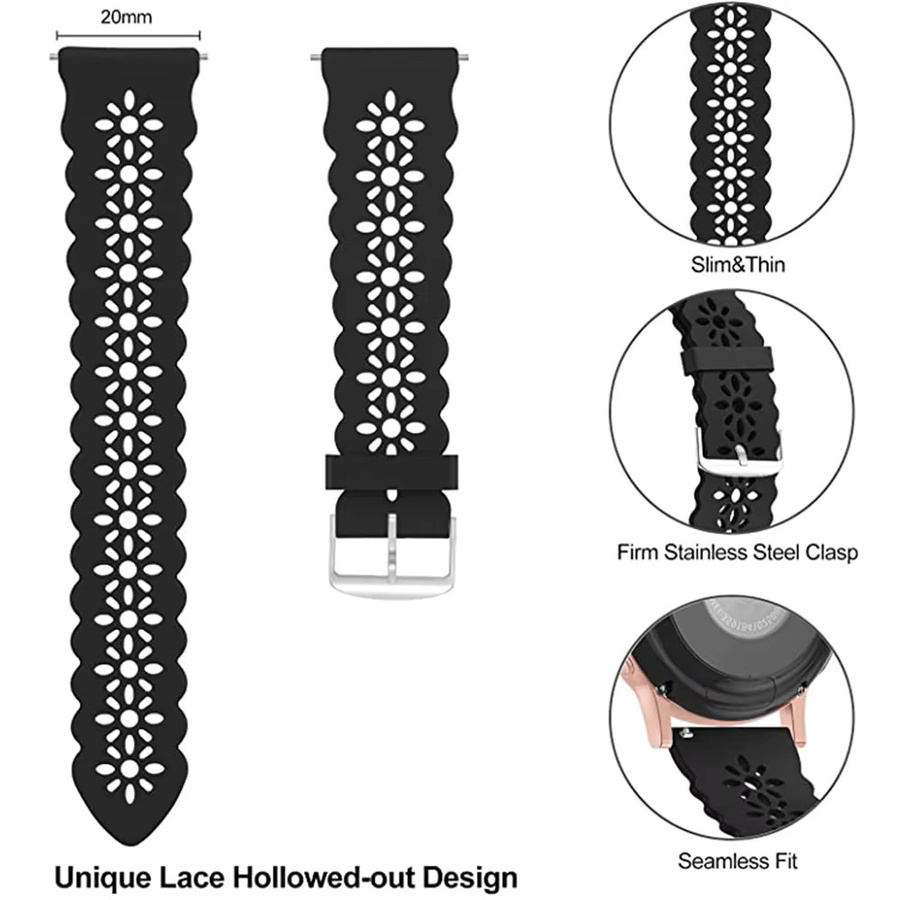 Uhrenarmband Silikon, Schwarz, Damen, 20mm 22mm - Bild 2
