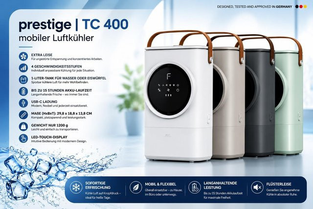 Fakir Prestige TC 400 Aircooler Luftkühler in Milk Coffee Hellbraun - Bild 1