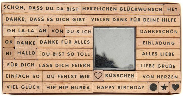 Rico Design Paper Poetry XL Stempelset mit deutschen Texten in Sans Serif aus Holz - Bild 1