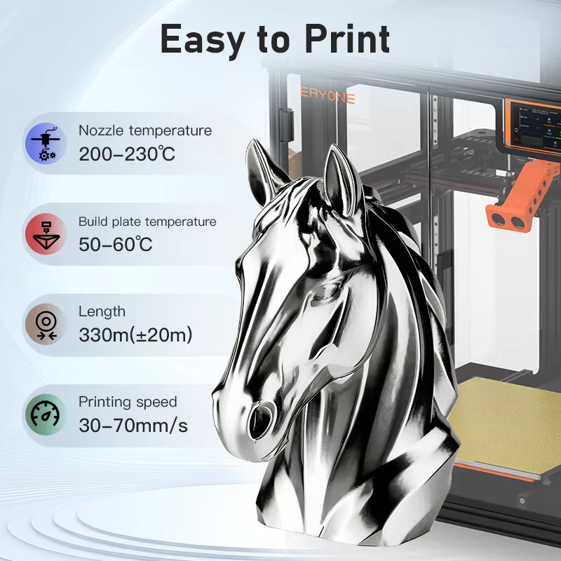 ERYONE Ultra-Seide PLA 3D-Drucker Filament 1,75mm Silber, 1kg Spule - Bild 5