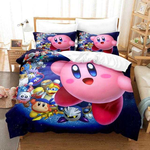 Bettwäsche-Set Kirby Star Allies mit 3D-Digitaldruck aus Mikrofaser, B/H: 135 x 200 cm, Mehrfarbig - Bild 1