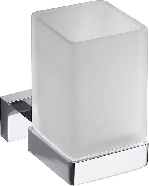 Brillantbad BASA Glashalter aus Messing mit Milchglas in Chrom und Weiß, B/T/H: 6,0 x 10,0 x 9,5 cm - Bild 1