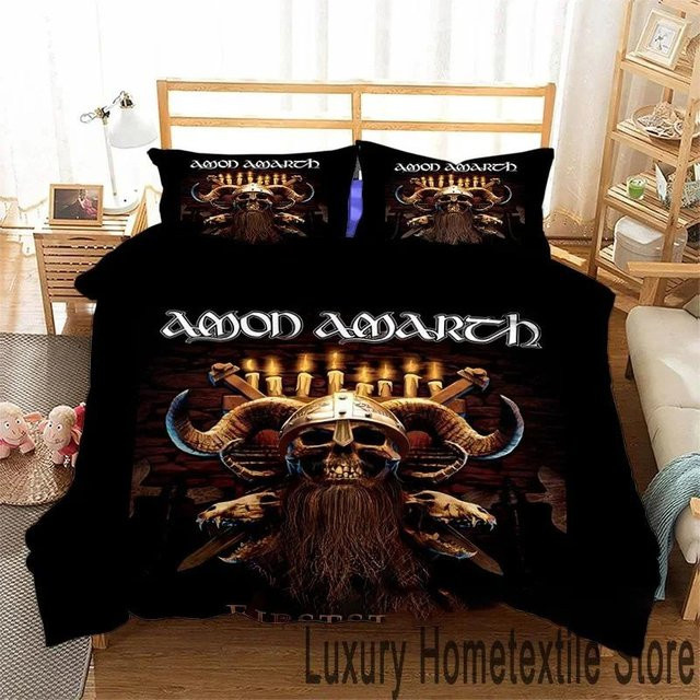 Bettwäsche-Set Amon Amarth mit Bettbezug und Kissenbezug, Schwarz, B/H: 140 x 210 cm - Bild 1