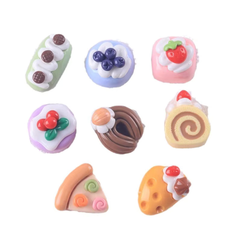10 Stück Shiny Cherry Cake Miniatur Harz Cabochons in Rot und Multicolour für DIY Scrapbooking und Handwerk Zubehör - Bild 2