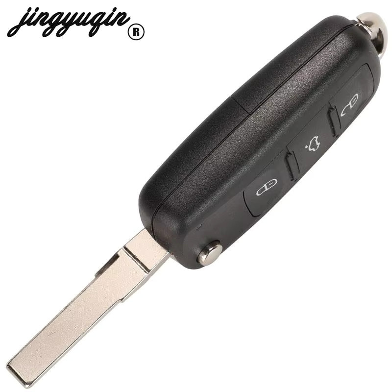 Jingyuqin Fernbedienungsschlüssel 434MHz ID48 für VW Golf Mk6 Kombi, Caddy, Eos, Jetta, Polo, Scirocco, Tiguan sowie Skoda und Seat Cordoba in Schwarz - Bild 2