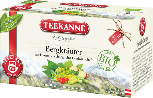 Teekanne Kräutergarten Bio Bergkräuter, Kräutertee, Teebeutel, 20 Stück, 36g - Bild 1