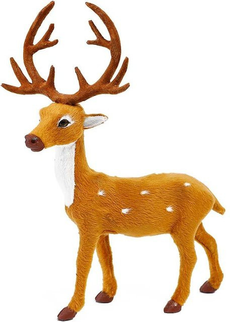Yiran toy Handgefertigte Miniaturfigur Hirsch aus Plüsch in Braun als kreatives Rentier-Ornament für die Tischdekoration - Bild 1