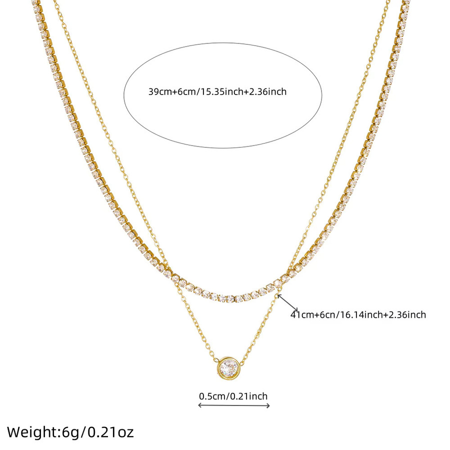 DIEYURO Halskette Edelstahl, Gold, Zirkonia, Damen - Bild 2