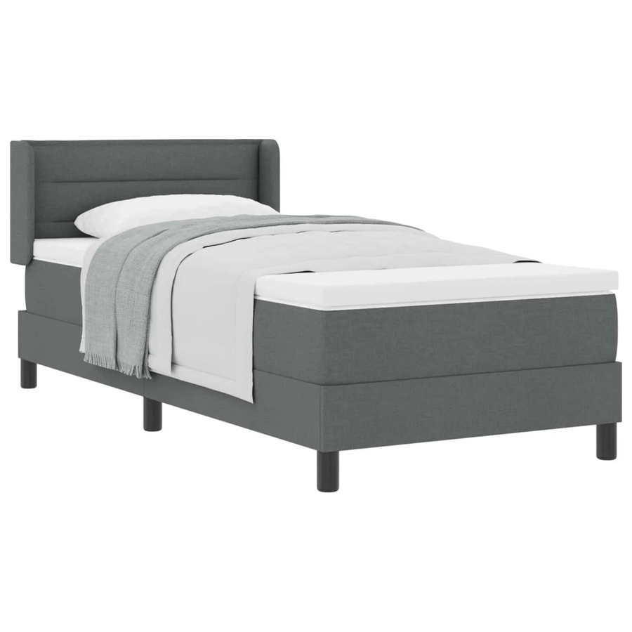 vidaXL Boxspringbett mit Matratze in Grau, Hybrid-Konstruktion aus Federkern und Schaumstoff, B/T: 80 x 200 cm - Bild 2