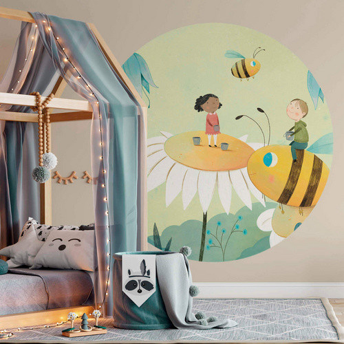 K&L Wall Art Vliestapete Loske Honig Bienen Freunde Kinder, mehrfarbig, matt, B/H: 236 x 236 cm - Bild 2